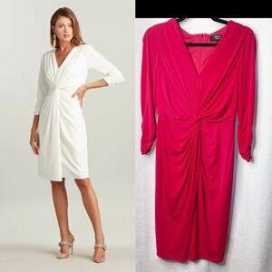 Tadashi Shoji twist front knee length midi dress wedding‎ guest size small